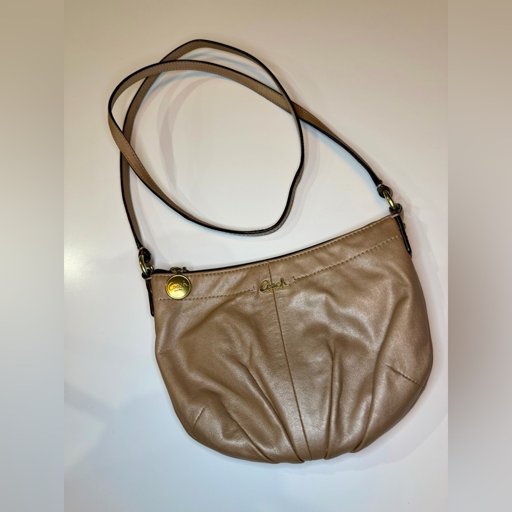 Coach Ashley Small Leather Swingpack Crossbody Bag, metallic leather